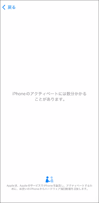 アクティベーションには数分かかることがあります。