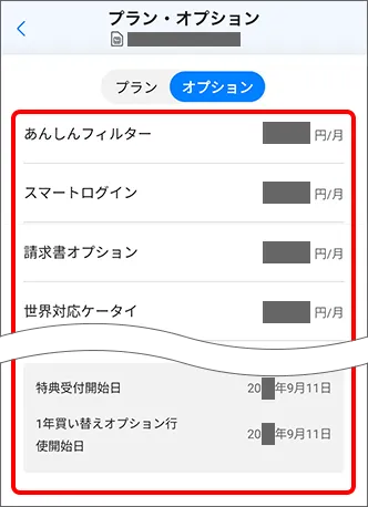 加入中のオプションサービスを確認