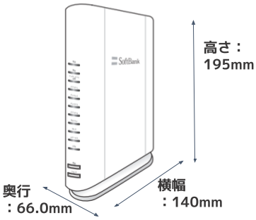 高さ195mm×横幅140mm×奥行66.0mm