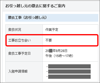 立ち会いが不要の場合