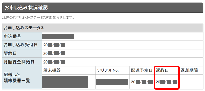 返却が完了している場合