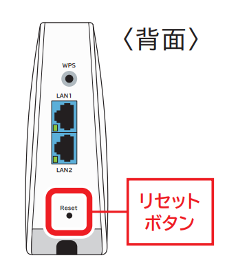 細い棒でリセットボタンを3秒以上長押し