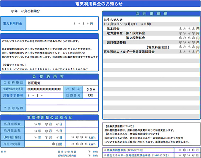 ハガキ（ご利用明細）のイメージ