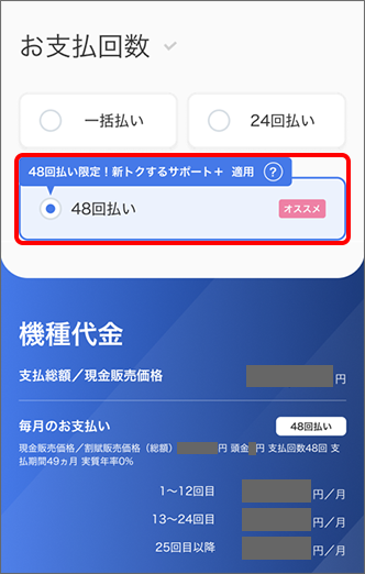 お支払い回数を選択