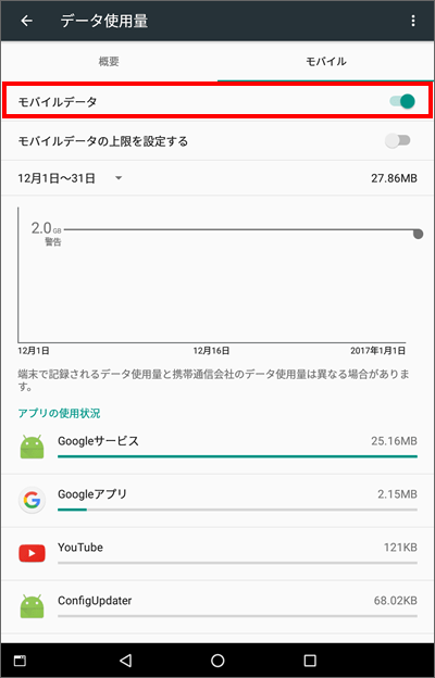 Lenovo Tab3 パケット通信をしないよう Wi Fi通信のみに切り替える方法を教えてください よくあるご質問 Faq サポート ソフトバンク